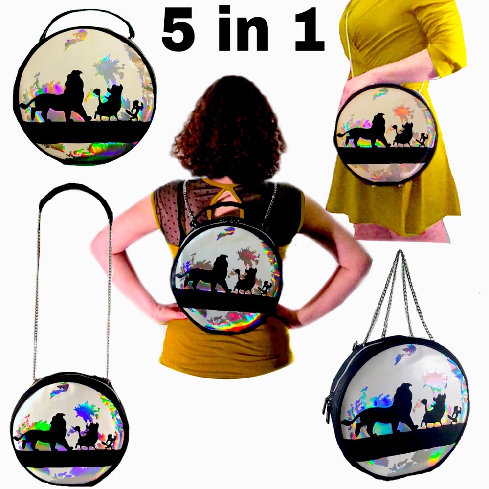Disney Lion King Round Convertible Backpack Crossbody Circle Handbag by FanTC